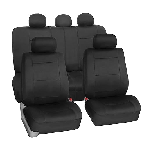FH Group FB083BLACK115 Full Set Seat Cover (Neoprene Waterproof Airbag Compatible and Split Bench Black)