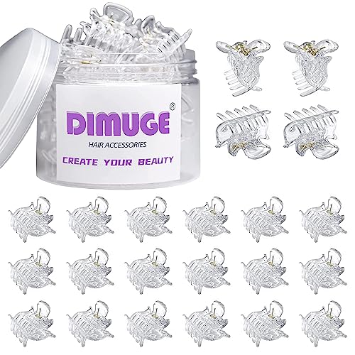 DIMUGE 22 Pcs Little Hair Clips Clear Plastic Hair Claw Clips for Girls and Women Short Hair, 1 inch Small Hair Clips for Teens and Adult Hairstyles.