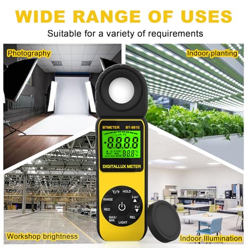 AIOMEST AI-881E Digital Light Meter, Handheld Foot Candle Meter for 0.1~300,000 Lux, Light Meter for LED Plant Grow Light, Indoor Outdoor Lights, Par Meter with 270°Rotatable Detector