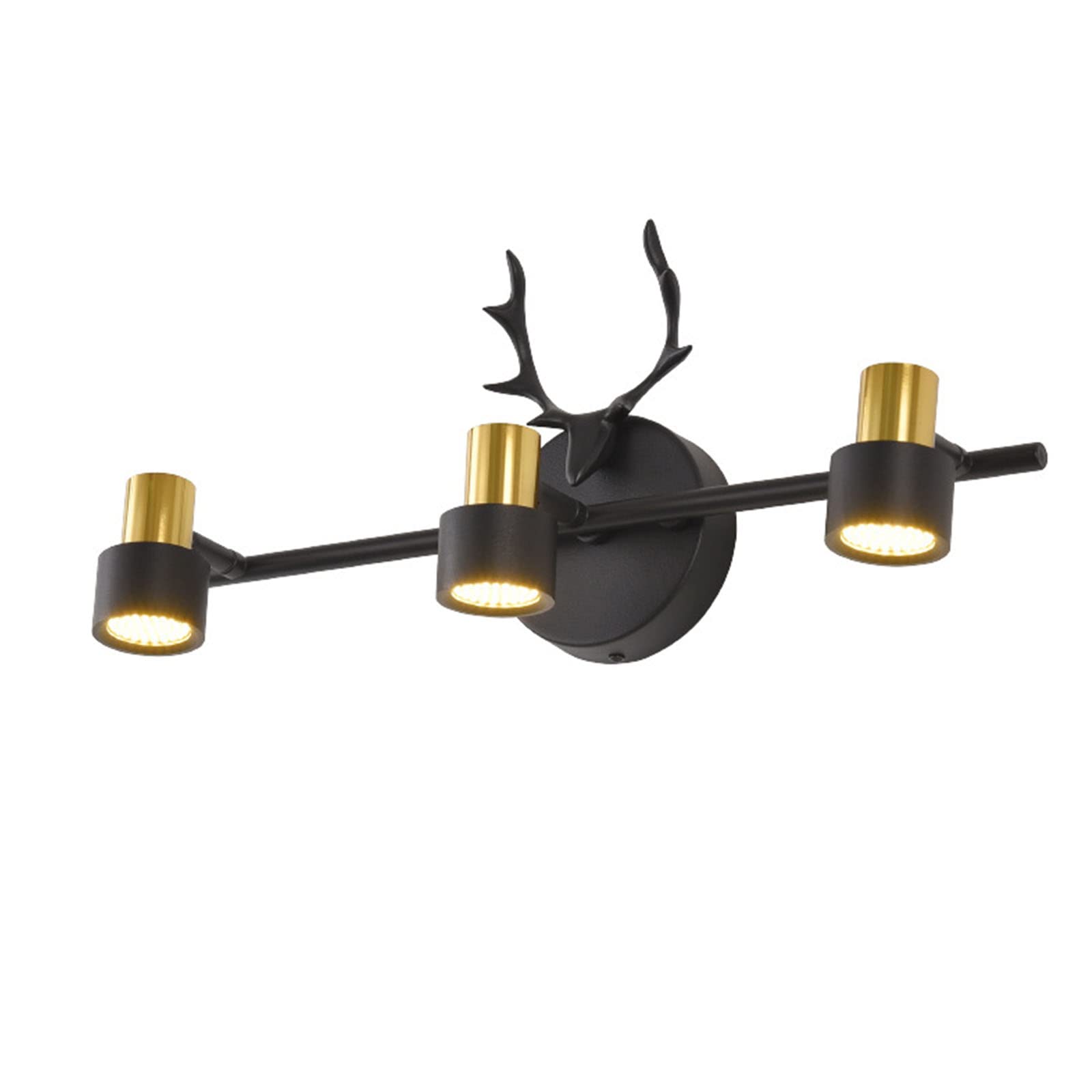 Espejo De Baño Gabinete 3 Cabezas Luz LED Lámpara De Pared, 12W Astas Dorado Impermeable Espejo De Lavado De Superficie Lámpara De Maquillaje, Longitud 48cm,Distance 10cm