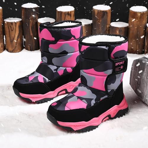 IWIHMIV Boys Winter Boots Girls Outdoor Warm Mid Calf Winter Shoes Warm Comfortable Hiking Boots for Toddler3