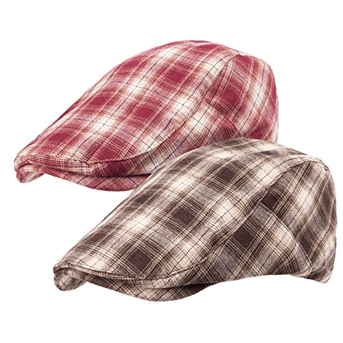 Image of LADYBRO 2-Pack Unisex Flat Cap Newsboy Hats for Men Women Casual Adjustable