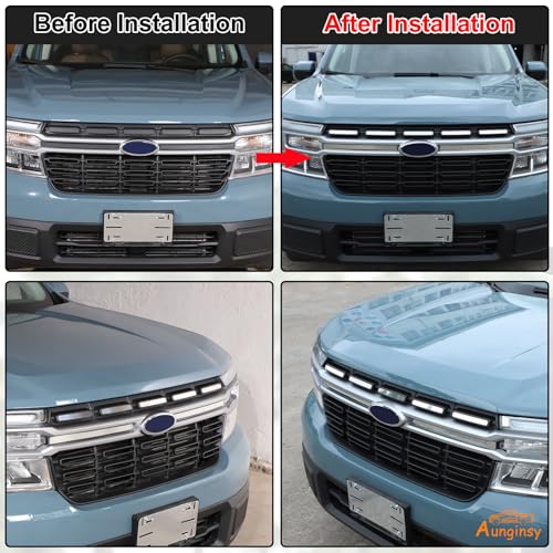 Image of 7Pcs Car Front Bumper Grille Covers Compatible with Ford Maverick 2022 Front Grille Mesh Inserts Trim Cover Front Grill Mesh Inserts Clip-in Grille Guard Car Air Inlet Vent Grille Cover Accessories