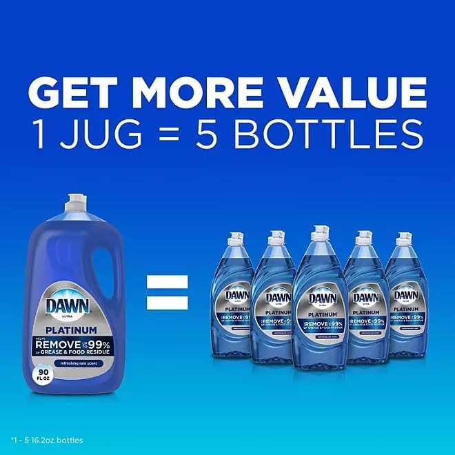 Miniatura 7 de ZIMRIT - Jabón líquido para lavavajillas Dawn Platinum, clip de cable con lluvia refrescante