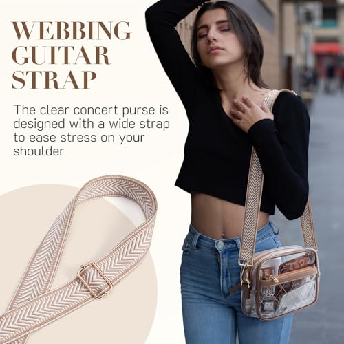 Image of Missnine Clear Bag for Stadium Events Quilted Clear Purse for Women Stadium Approved PVC Crossbody Concert Bag