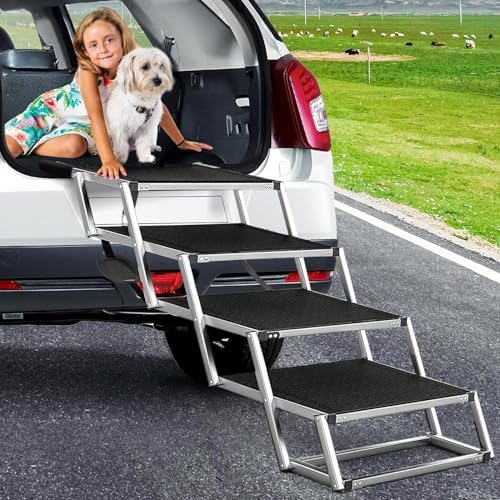 Extra Wide Dog Ramp For Car, Dog Ramps For Large Dogs With Non-Slip Surface, Folding Portable Dog Steps Lightweight Dog Stairs For Cars SUV, High Beds & Trucks, Supports Up To 250 - View #6