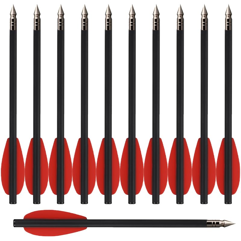 HUNTSPM 6.3" Pistol Crossbow Bolts,Carbon Crossbow Arrows,Mini Crossbow Bolts Arrows for 50-80lbs Pistol Crossbow Precision Target,Great for Practicing Shooting Target,Small Hunting (12PCS red)