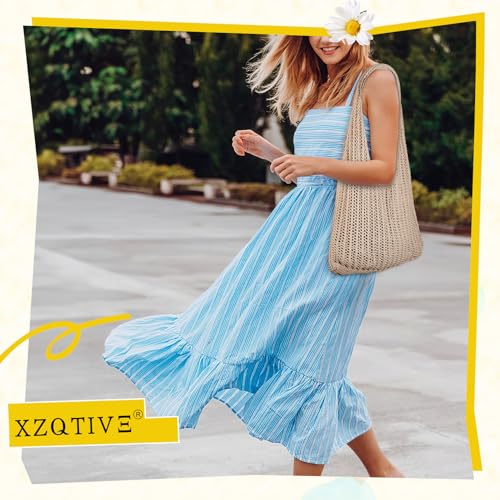 Image of XZQTIVE Crochet Tote Bag for Women Mesh Beach bag for Summer Vacation Aesthetic Hobo Knit Shoulder Bag