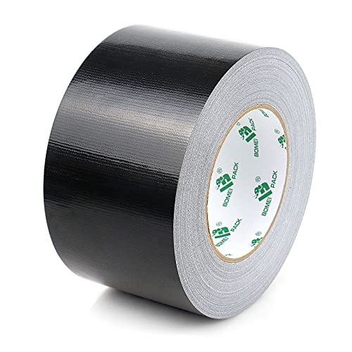 BOMEI PACK [50m x 75mm] Panzertape Schwarz wasserfest, extreme Panzerband handreißbar Gaffa Tape, Duct Tape