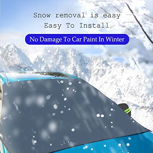 Image of ASUBHA Windshield Cover for Ice and Snow, Windshield Snow Cover, Waterproof, Windproof Winter Frost and Ice Removal Sunshade with Side Mirror Covers, Universal Car Accessories Fits for Most Car