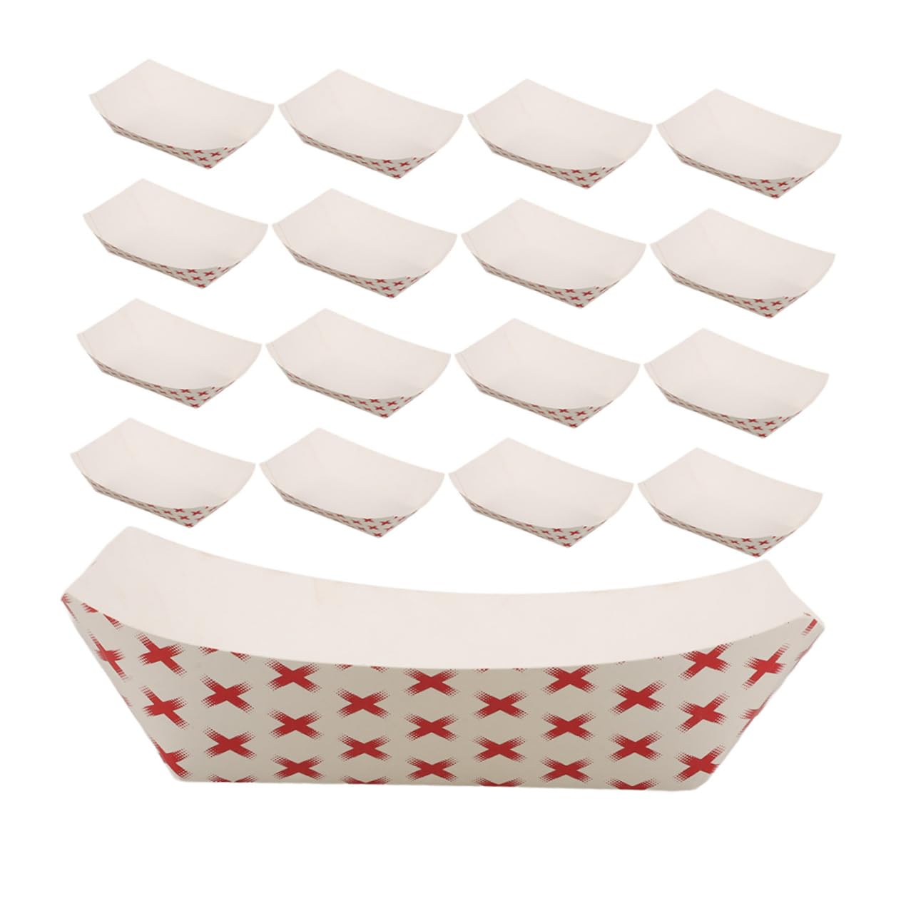 KICHOUSE 50pcs Paper Food Boats Disposable Open Top Trays for Hot Dogs Fries Bbq and More Design and Versatile for Outdoor Events and Catering