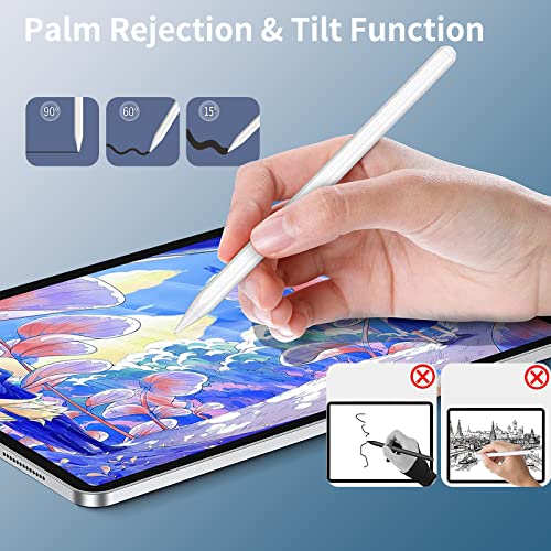 Image of Wireless Charging Stylus Pen, Proffisy Stylus Pencil with Real-time Power Display, Tilt Sensitive,Palm Rejection,Magnetic for iPad Pro 11inch 1 /2 /3, iPad Pro 12.9Inch 3 /4 /5, iPad Air 4 /5, iPad mini 6