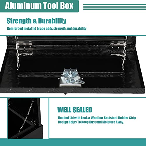 Moosun 24 Inch Heavy Duty Aluminum Diamond Plate Tool Box Pickup Truck Atv Underbody Trailer Storage Tools Organizer With Weather Resistant Seal Lock & Keys Black #TOP5