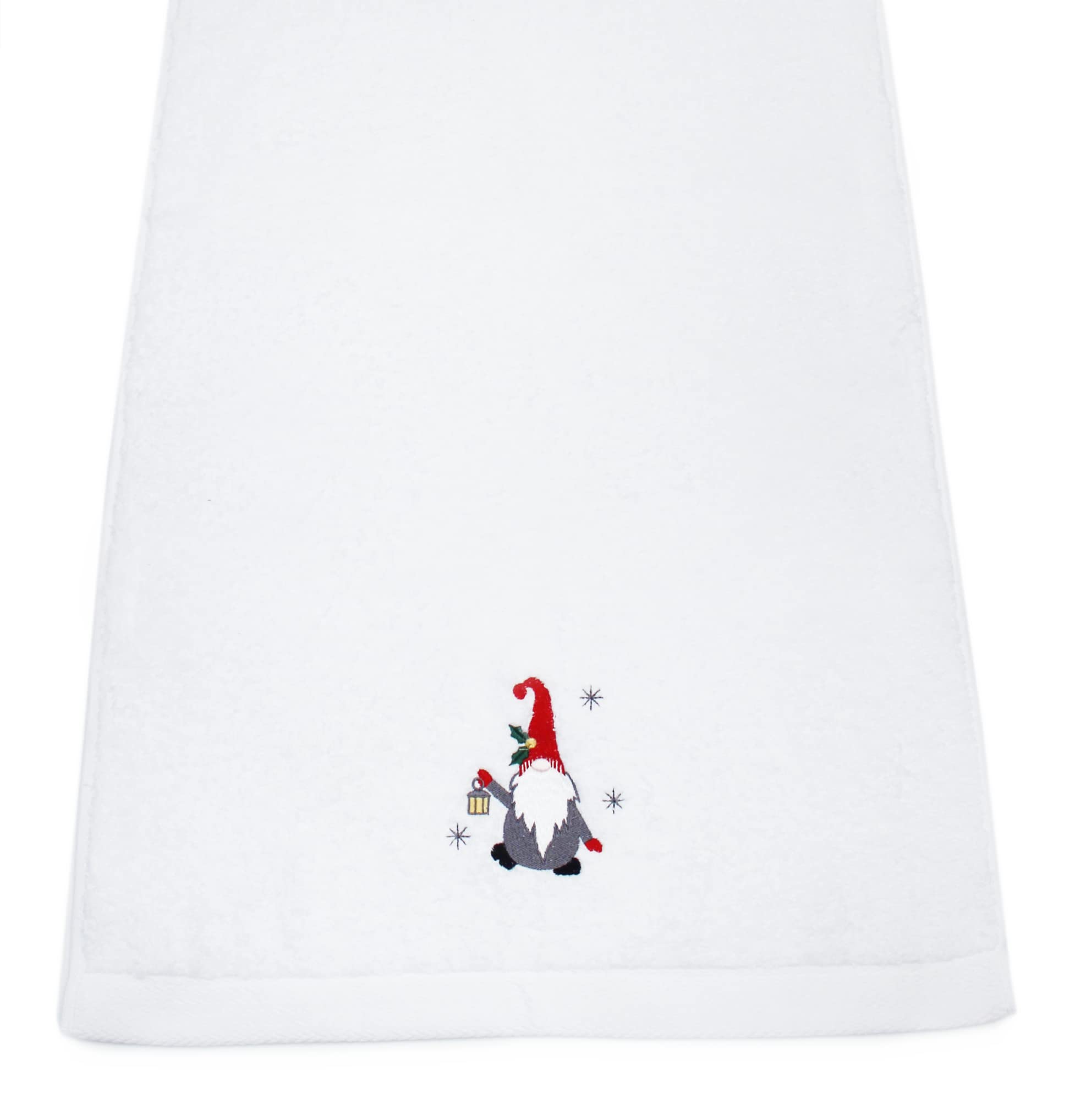 Peggy Wilkins Multi Lantern Light Embroidered Christmas Scandi Gnome Guest Towel - 30Cm X 50Cm