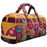 Design original Boho fait à la main : fabriqué avec un patchwork matelassé unique inspiré des motifs de fourgonnettes hippies classiques, ce sac marin célèbre l'art authentique fait à la main et le style accrocheur.