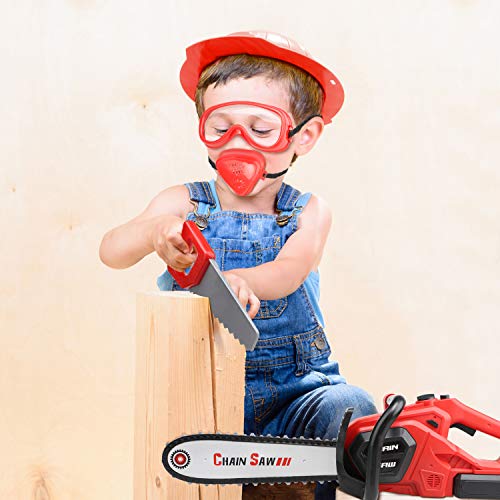 STEAM Life Kids Tool Set Electric Toy Chainsaw Costume - Kids Construction Toys Tools Costume Includes Kid's Hard Hat, Goggles, Battery Powered Chain Saw - Pretend Play Toy Tools for Boys and Girls
