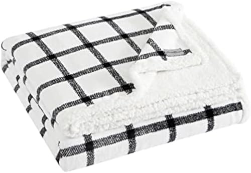 Miniatura 2 de Eddie Bauer - Manta tamaño King, manta de cama de felpa ultrasuave con reverso de borrego sintético, manta para sofá y cama (Bunkhouse Plaid White)