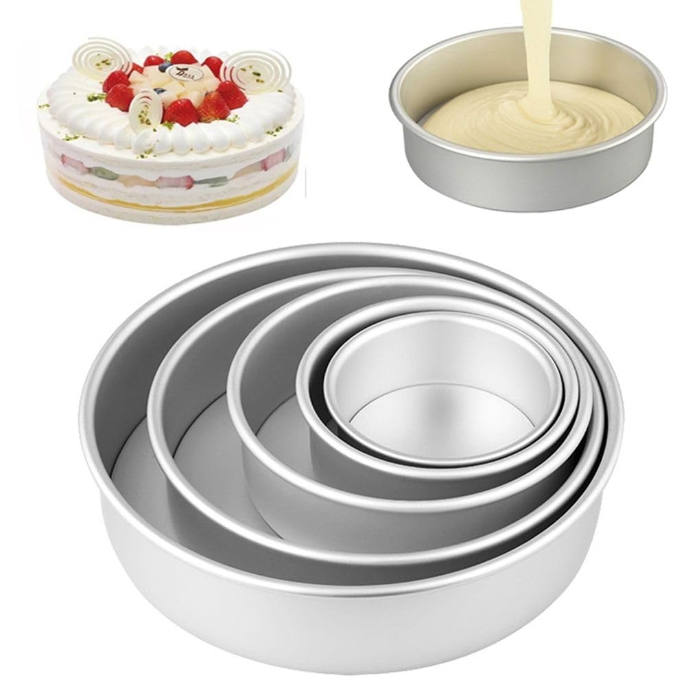 Lot de 5 moules à gâteaux en alliage d'aluminium, moules ronds à fond