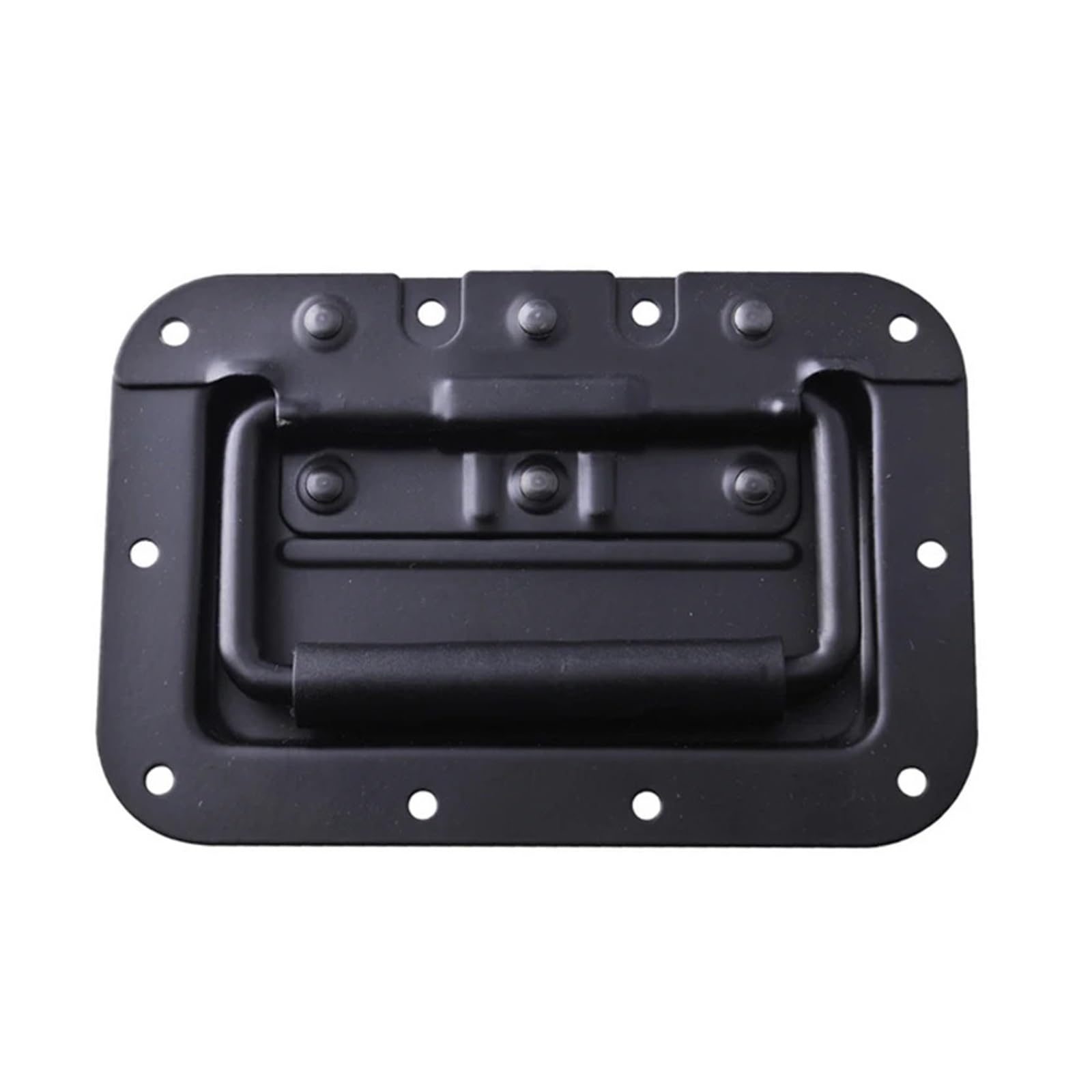 CQAHDSEVF Folding Metal Chest Handles, 2pcs Spring Loaded Steel Recessed Handle Padded Grip Cabinet Toolbox Black Silver(Black)