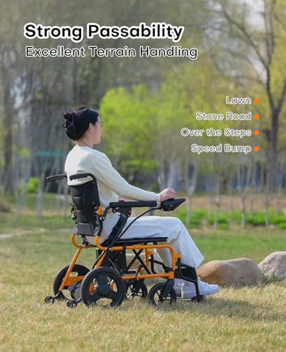 Image of Lightweight Electric Wheelchair - Only 48 lbs, Foldable Power Chair for Adults, All-Terrain Motorized Wheelchair with One-Click Mute & SOS Alert Button, Removable Battery, 220 lb Capacity
