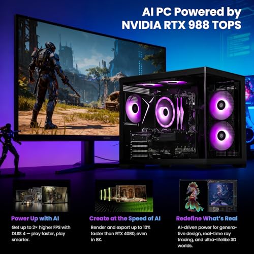 Image of STORMCRAFT Sirius Gaming PC Desktop Computer i7 14700F CPU,GeForce RTX 5070 12GB GPU,32GB DDR5 RGB 6000MHz RAM,1TB SSD,B760 Motherbaords,850W Power Supply,USB C Port,Wi-Fi,Bluetooth,Win 11 Home