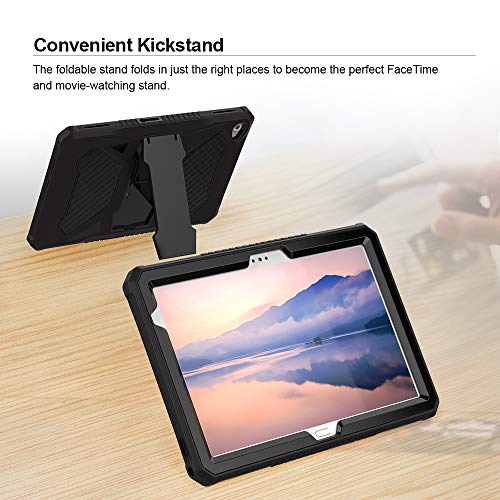 Foluu Compatible With Huawei Mediapad M5 Lite 10 Case, Heavy Duty Silicone+Hard Pc Bumper Full-Body Protective Shockproof Cover With Kickstand For M5 Lite 10 10.1 Inch 2018 (Black) #TOP1