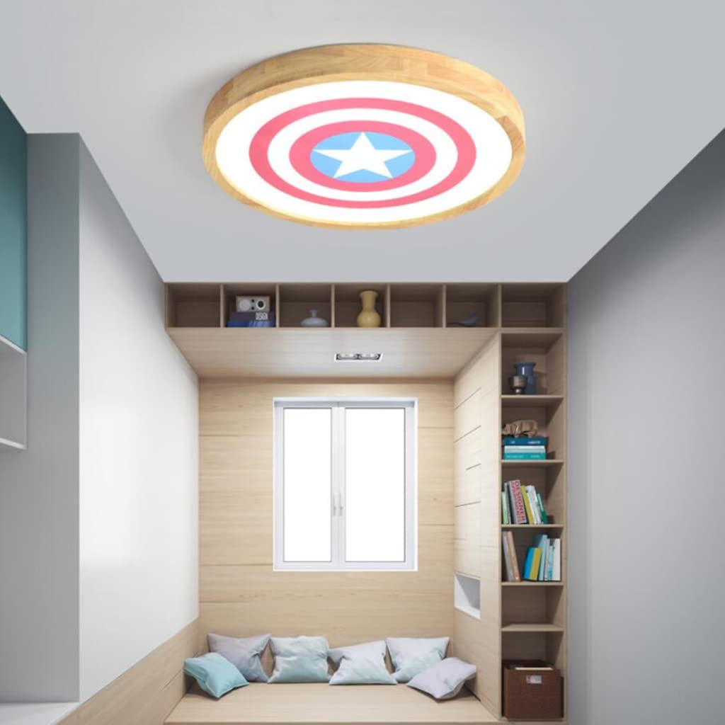 Capitan America LED Lampada A Soffitto Rotonde Design Plafoniera Cartoon Camera Dei Bambini Illuminazione Ragazzo Cameretta Luci Dimmerabile Con Telecomando Ultra Sottile Lampadario,40cm