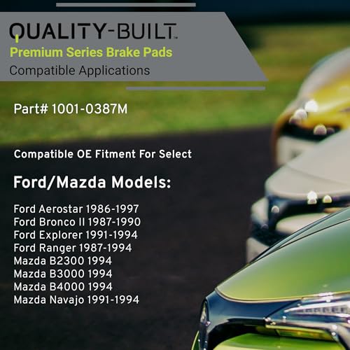Image of QUALITY-BUILT Front Semi-Metallic Brake Pads, Premium 1001-0387M, Compatible with 1986-1997 Ford /Mazda (Aerostar,B2300,B3000,B4000,Bronco II,Explorer,Navajo,Ranger)