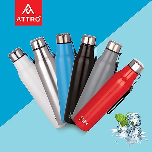 Image of ATTRO Slim Stainless Steel Single Wall 1000ml Water Bottle, Light Weighted Leak -Proof Use for Office, School, Outdoor & Gym - Blue
