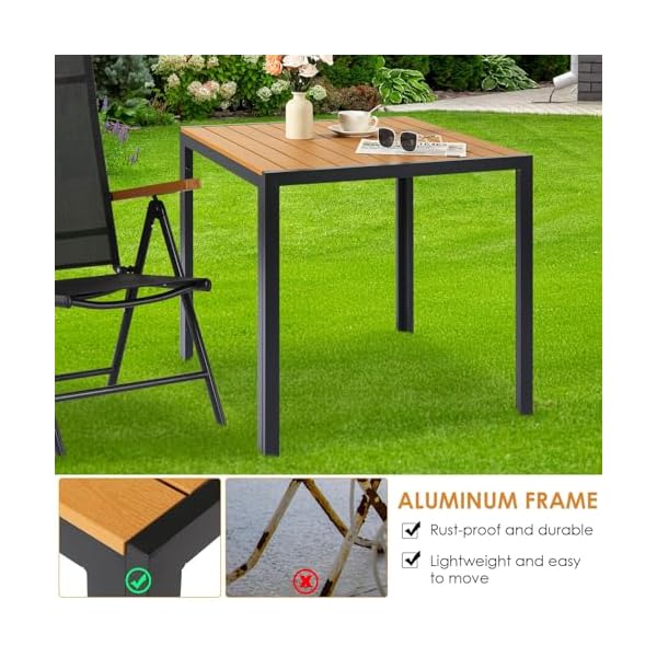 LIFERUN Gartentisch WPC Teakbraun
