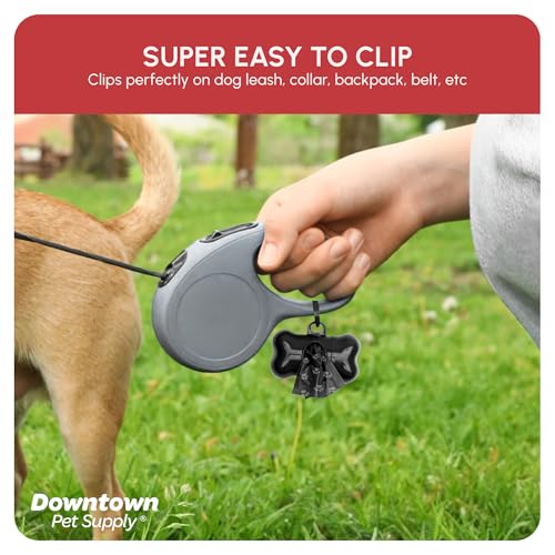 Downtown Pet Supply Poop Bags for Dogs with Dispenser, 220 Count - Leak-Proof Dog Waste Bags and Bone-Shaped Dog Poop Bags Holder for Leash - Black with Paw Prints, 12.5\" x 8.5\" - Thumbnail 4