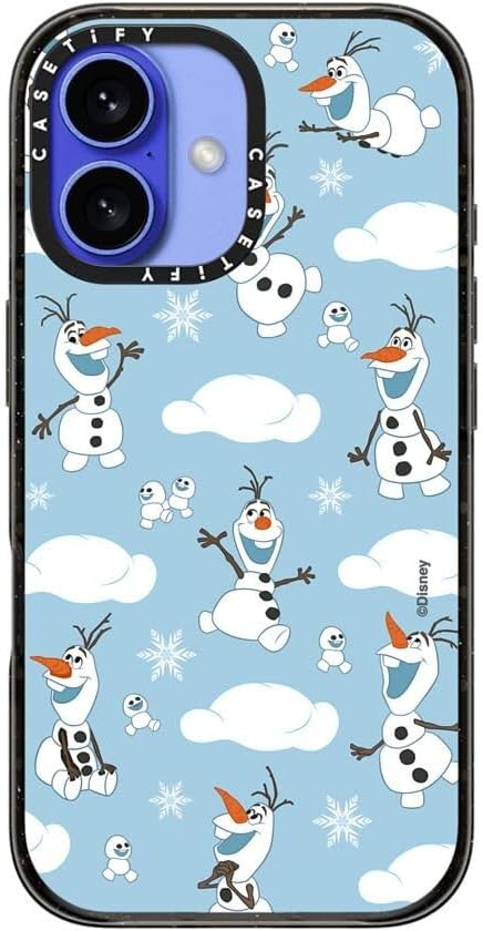 CASETiFY Impact iPhone 16 Case [Frozen Co-Lab / 8.2ft Drop Protection/Magsafe] - Olaf Medley - Clear Black