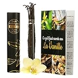 7 Vainas de Vainilla Bourbon Madagascar - Calidad GOURMET - Longitud 16-18 cm - Tubo de almacenamiento óptimo - Libro de recetas incluido - para la repostería y los postres gourmet - Placer de regalar