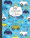  My Awesome Stickers: Cute Cars Blank Sticker Album For Collecting Stickers, Great Gift For Girls 4 - 8 ,120 pages 8.5 x 11\"