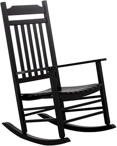 BplusZ KD-30B - Mecedora de madera, mecedora clásica para porche, exterior, interior, color negro