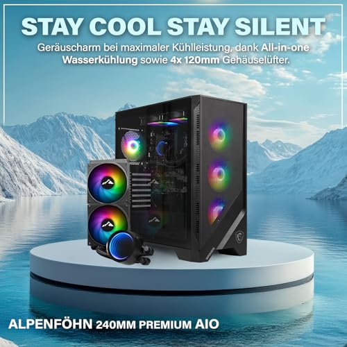 Basic Gaming PC - Computer mit AMD Ryzen 7 5700G mit 4,6 GHz | Radeon Vega 8 | 16GB DDR4 RAM | 1TB SSD | Silent Wasserkühlung | Gamer Tower Desktop | WLAN | Win11 Pro – Bild 4