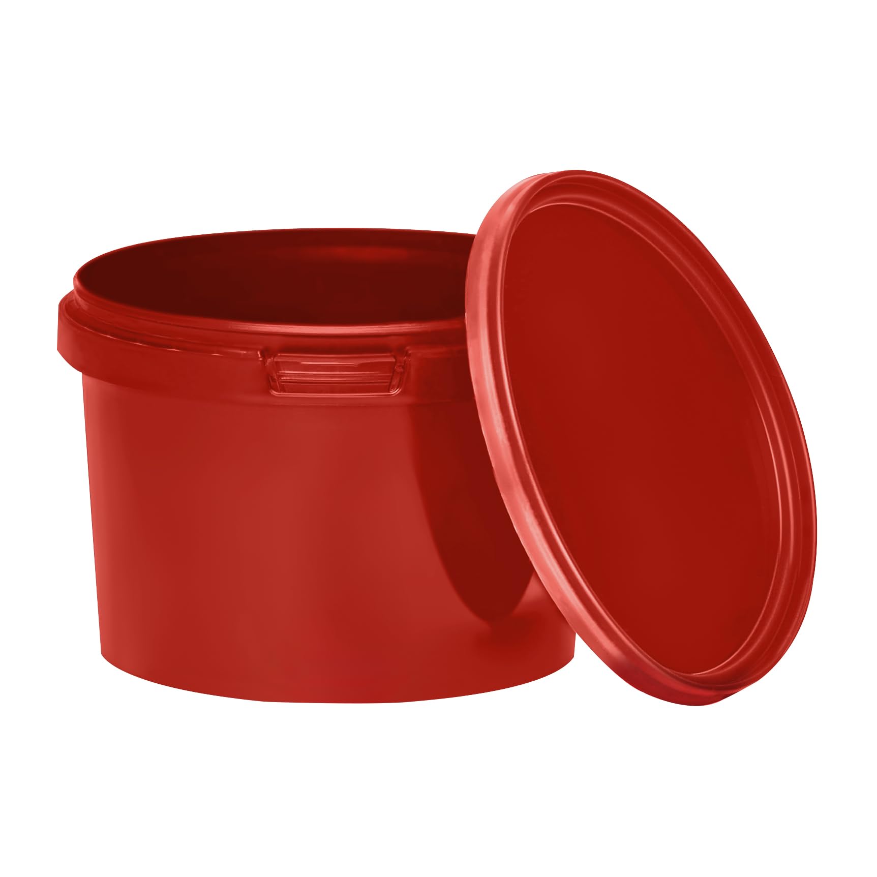 BenBow Bucket with Lid, 0.5 L, Red, 20 x 0.5 Litres, Food-Safe, Stable, Airtight, Leak-Proof, Odourless, Plastic Storage Container, Empty