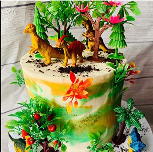 27 Décorations Gâteau Dinosaures OrgMemory - 12 Dinos + Arbres Avec Bases, Pour Gâteaux, Dioramas, Décoration Miniature