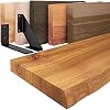 LAMO Manufaktur houten wandplank met natuurlijke rand, Vintage wandplank, Rustiek/Zwart 80cm, LW-01-A-003-80VS