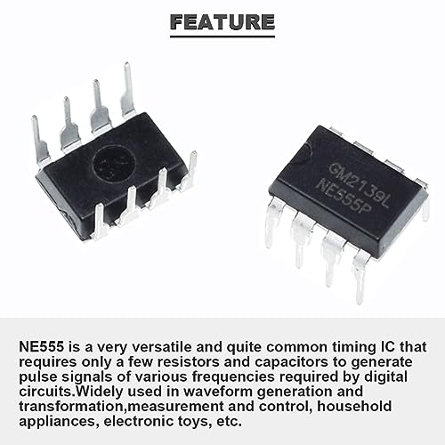 DAOKAI 50 Stück NE555P Precision Timer Single NE555 IC Impulsgenerator Single Bipolar DIP-8 + 50 Stück DIP-C IC Sockel für DIY elektronische Schaltungsprojekte