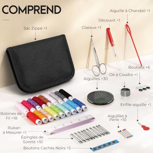 Coquimbo Kit Couture, Premium Couture Accessoires Set de Couture, Noir​ – vue 2