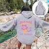 Graphic Hoodies for Women Sweatshirt Lightweight Long Sleeve Drawstring Pullover Tops with Pockets Ladies 2024 Fall Fashion Comfortable Floral Letter Printed Hooded Sweatshirts Cute Hoodie Jumpers #1