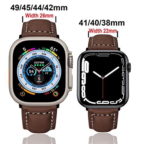 BOTOMALL [Width 26mm] Compatible with Apple Watch Band Leather 49mm 46mm 45mm/44mm/42mm Series 10 Ultra 2 / Ultra 9 8 7 SE 6 5 4 3 2 1 Vintage Business Straps for iWatch by BOTOMALL - Image 2
