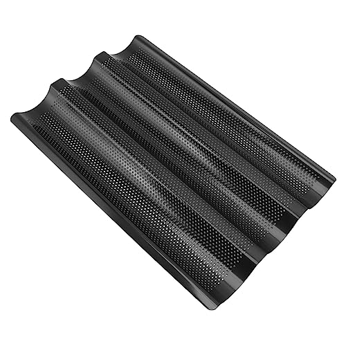 Baguette Pan, Black Uniform Heating Stainless Steel French Bread Baking Pan Perforated Design Easy To Release Easy To For Kitchen For Rolls #TOP3