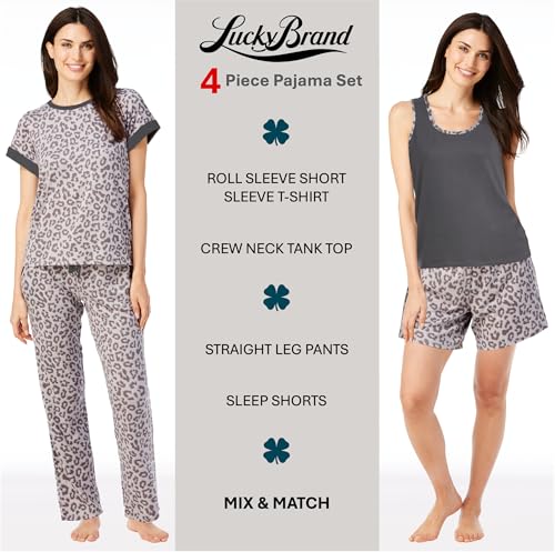 Image of Lucky Brand Women's Pajama Set - 4 Piece Sleep Shirt, Tank Top, Pajama Pants, Lounge Shorts (S-XL)