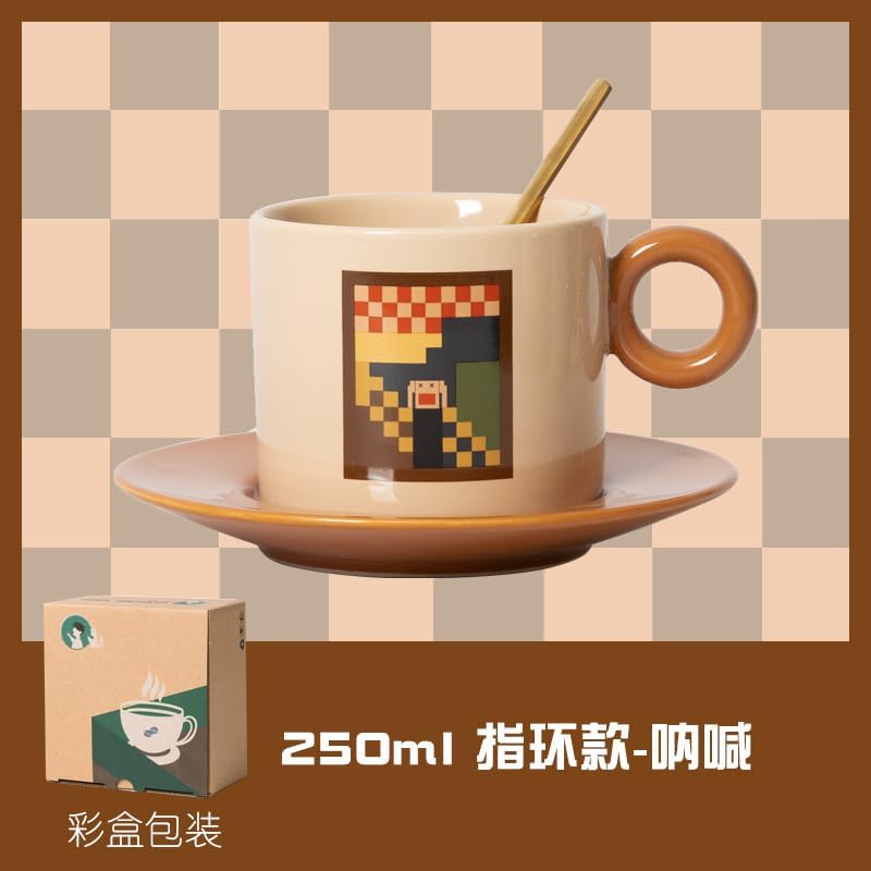 Vintage Ceramic Coffee Cup Saucer Set for Home Use-style1