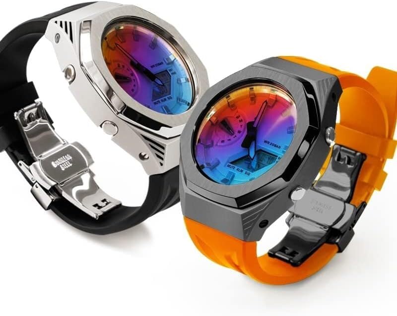 Accessoires de modification GA2100 avec boîtier montre acier et bracelet caoutchouc