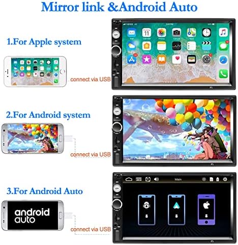 CAMECHO Double Din Car Stereo Bluetooth Car Radio 7 Inch Touch Screen Car Stereo with USB SD AUX FM Receiver Support Mirror Link for IOS Android Phone/Steering Wheel Control