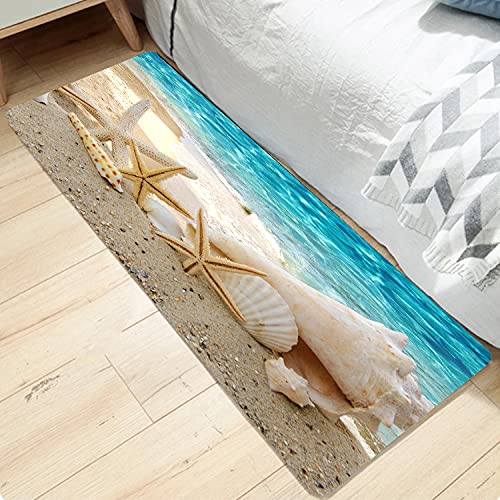 Wodejia Non Slip Bath Rugs Sponge Foam For Bathroom,Durable Soft Flannel Mat Bright 3D Print Rug, Clearance Mats For Forlaundry Room And Kitchen,Ocean Beach Themed Decor Carpt #TOP6