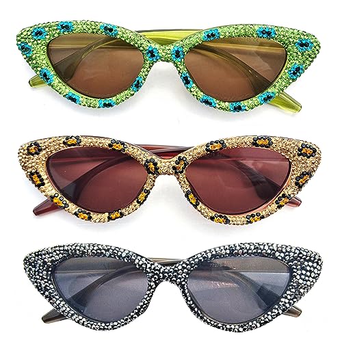 COTIA Cat Eye Rhinestone Sunglasses for Women Shiny Bling Crystal Diamond Sunglasses Trend Ladies Party Sun Glasses